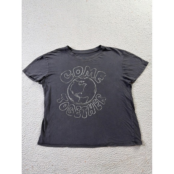 The Beatles Tops - The Beatles Come Together Globe Earth World Graphic Taded Black Shirt Womens L